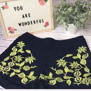 Embroidered Navy Shorts